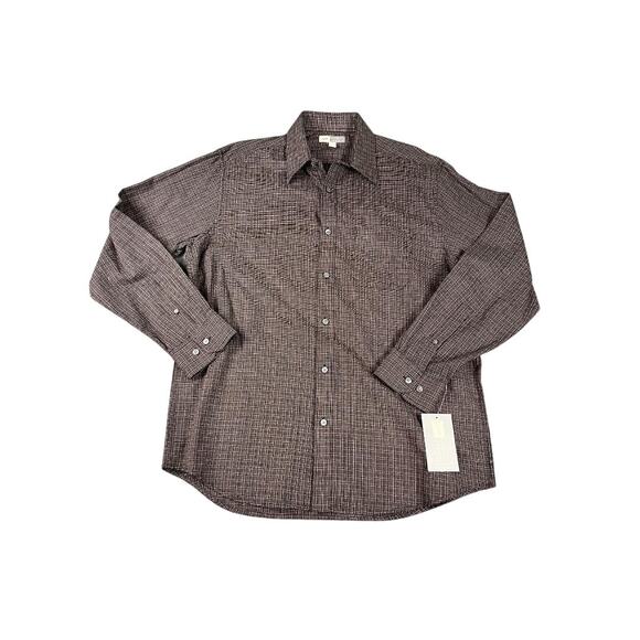 Joseph Abboud Brown Geometric Print Long Sleeve Dress Shirt Large NWT * - Picture 1 of 9
